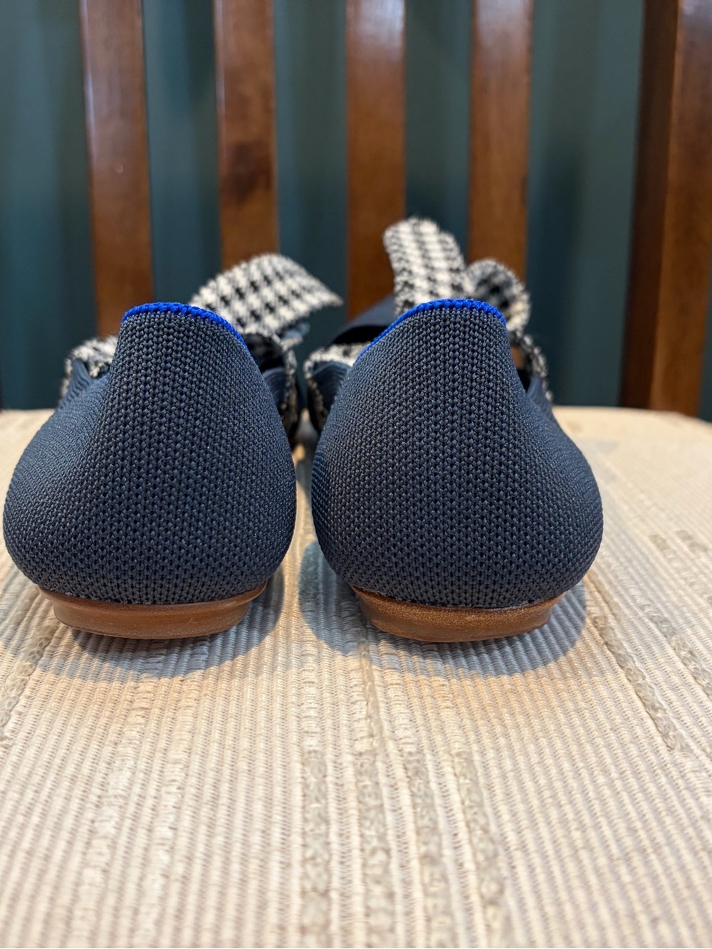 ROTHY’S Pointed Knit Flats with Houndstooth Bow - Navy/Black - Picture 3 of 7